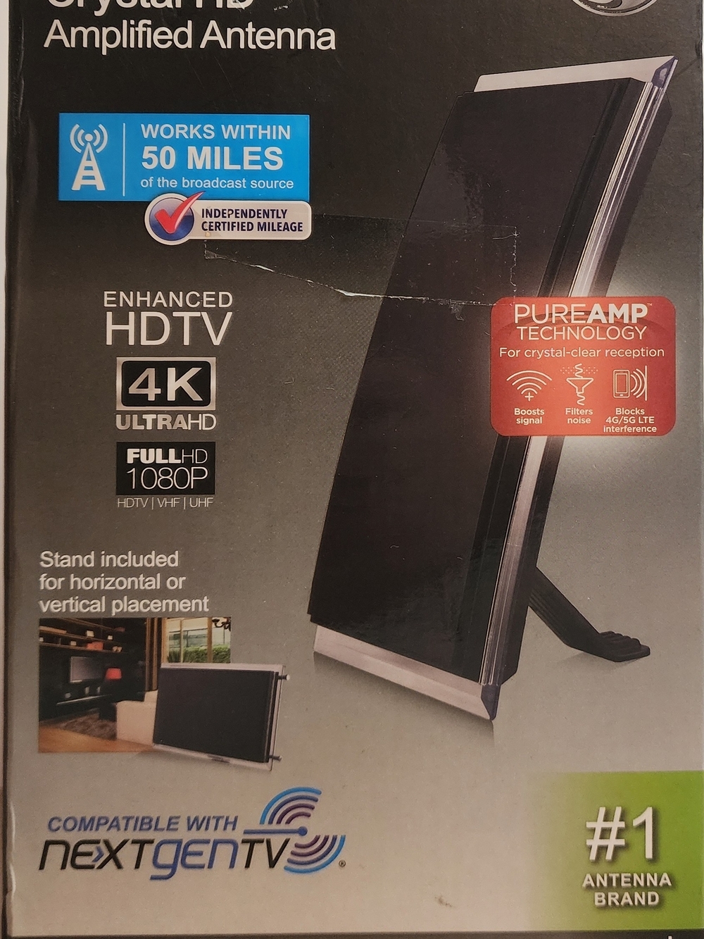 NEW GE Ultra Pro Crystal HD Amplified Indoor Antenna 1080P HDTV-VHF-UHF 4K Ultra